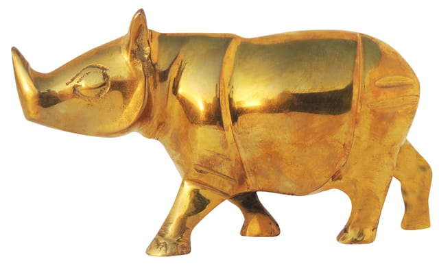 Brass Table Decor Showpiece Rhino, Ganda Statue - 6*2*3.2 Inch (AN198 C)