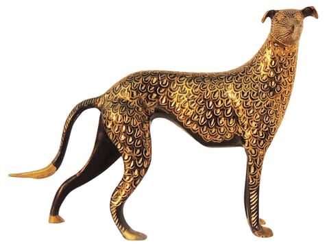 Brass Table Decor Showpiece Dog Statue - 9.5*2*7 Inch (AN047 A)