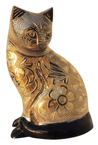 Brass Table Decor Showpiece Cat Statue - 4.5*2.5*6 Inch (AN046 C)