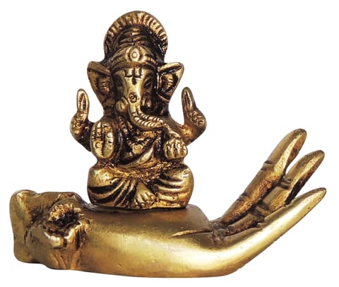 Brass Showpiece Ganesh Ji God Idol Statue - 2.5*2*2.5 Inch (BS1398 C)