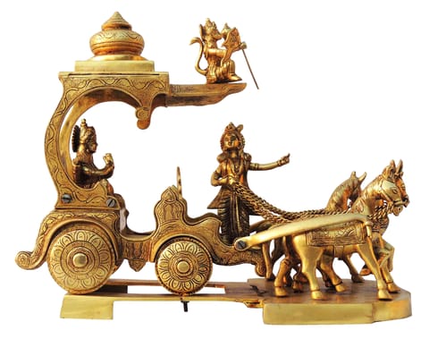 Brass Showpiece Arjun Rath Statue - 16*8.5*14 Inch (BS070 X)