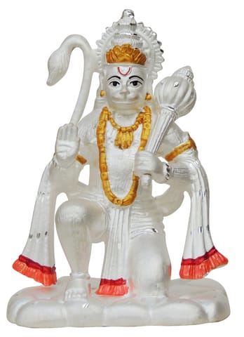 Pure Silver Hanuman ji  idol Statue - 999 Hallmarked Silver Statue-2.5*2.2*5 Inch, 87.8 gm  (SL016 A)
