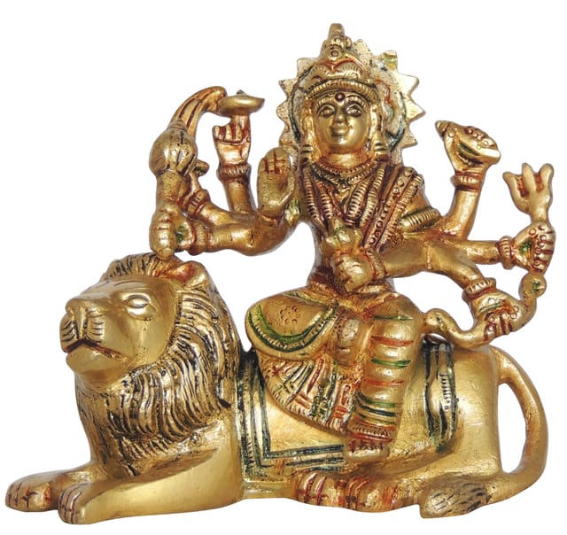 Brass Showpiece Durga Ji God Idol Statue - 4*1.5*3.5 Inch (BS937 W)