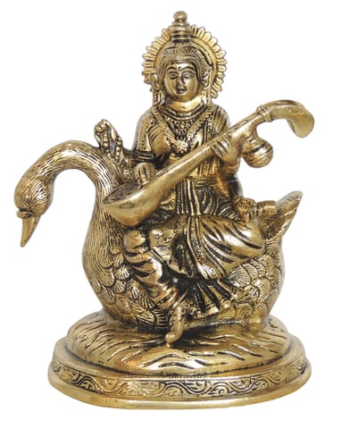 Brass Showpiece Saraswati ji idol statue - 6*4*7 Inch (BS1414 C)