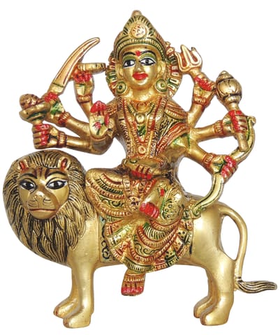 Brass Showpiece Durga Ji God Idol Statue - 5.5*2*6.5 Inch (BS937 U)