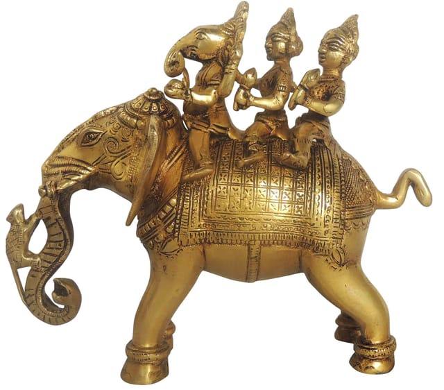 Brass Showpiece Elephant Ganesh God Idol Statue - 9*4*7.5 Inch (BS1396 C )