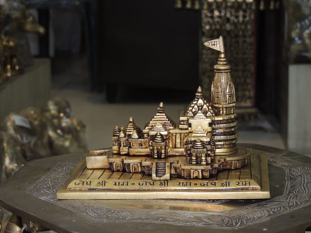 Brass Showpiece Ayodhya Ram Mandir Temple - 7.2*5.5*5 Inch (BS1466 D)