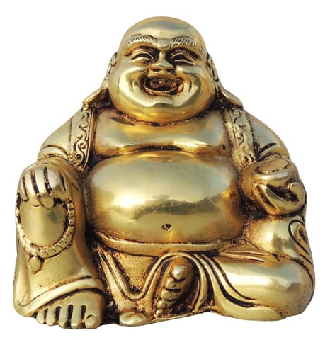 Brass Showpiece Laughing Buddha God Idol Statue - 4.5*3*4.2 Inch (BS1460 C)