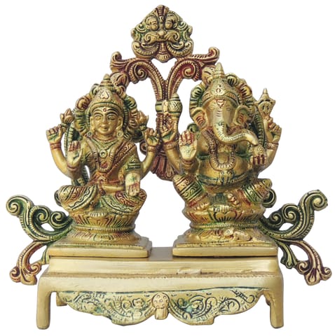 Brass Showpiece Laxmi Ganesh Base God Idol Statue - 8.5*4*8 Inch (BS1388 D)