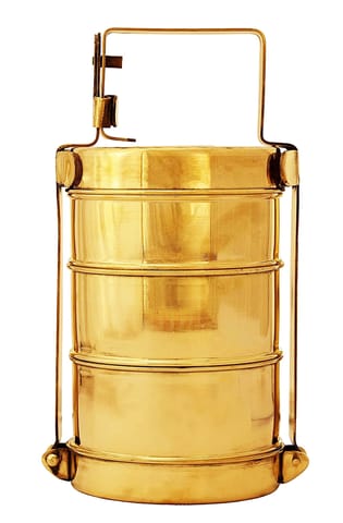 Brass Lunch Box, Tiffin Box - 5*5*11 Inch (Z575 C)