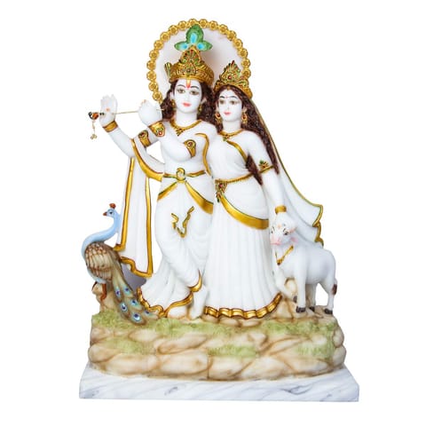 Marble Dust Radha Krishna God Statue Idol  - 18*13*18 Inches (MB0208)