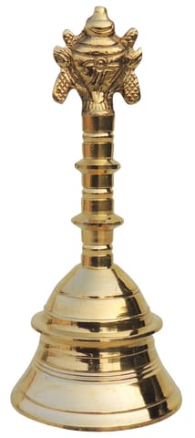 Brass Pooja Hand Bell, Shank Chakra Ganti- 3.5*3.5*8 inch (F682 E)