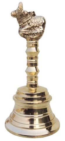 Brass Pooja Hand Bell, Nandi Ganti (1/1)- 3.6*3.6*8 inch (F681 I)