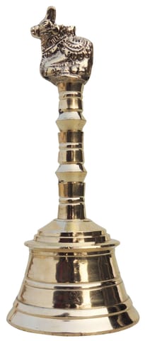 Brass Pooja Hand Bell, Nandi Ganti (1/2) - 3.1*3.1*7.1 inch (F681 H)