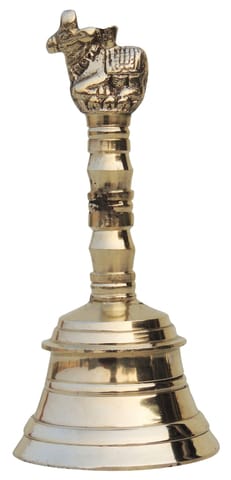 Brass Pooja Hand Bell, Nandi Ganti (1/8)- 1.7*1.7*4.1 inch (F681 C)