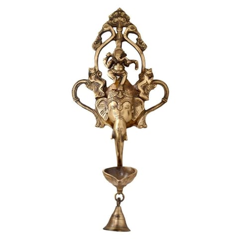 Dancing Ganesha Oil Lamp Deepak With Bell - 4.5*4.5*14 inch (BS1203 A)