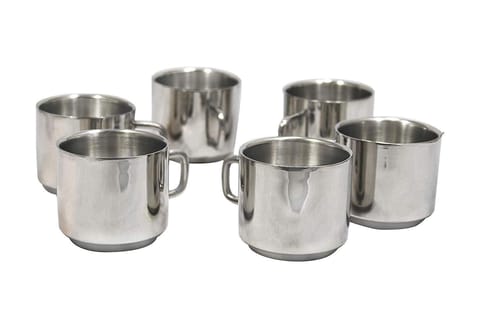 Steel Cup Capacity 120 ML. Set of 6 pcs - 3.5*3*2.3 inch (S051 B)