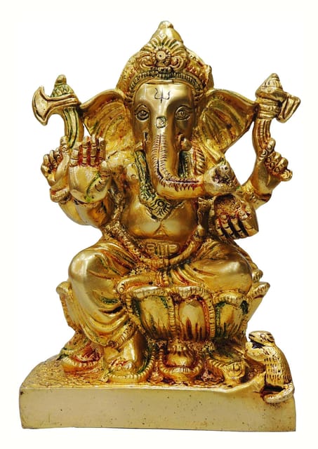 Brass Showpiece Ganesh Ji God Idol Statue - 5*3.3*7 inch (BS667)