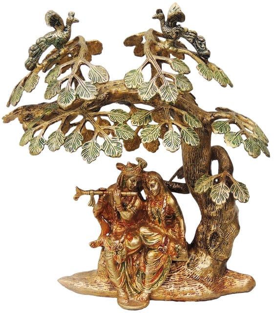 Brass Showpiece Tree Radha Krishna colour God Idol Statue  - 14*9.5*14 inch (BS482)