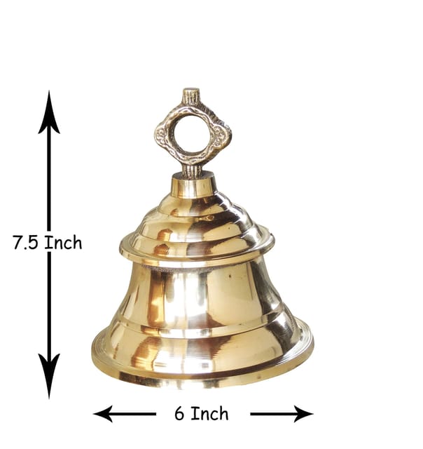 Brass Hanging Temple Pooja Bell, Ghanta 6*6*7.5 Inch (Z223 E)