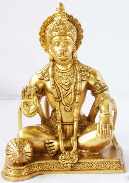 Brass Showpiece Sitting Hanuman Ji God Idol Statue - 7*5.5*9.5 Inch (BS1104 A)