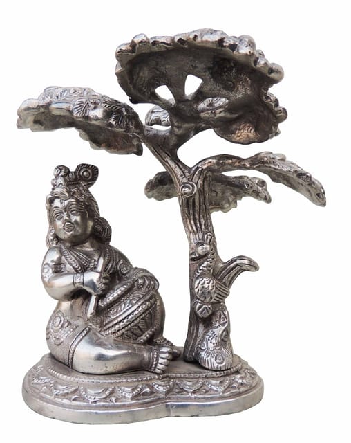 Tree Makhan Krishna Silver Antique Finish - 5.4*5.3*5.3 Inch (BS206 B)
