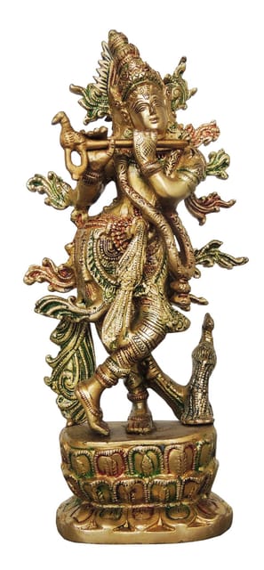 Brass Krishna Colour Statue-5.8*2.8*12 (BS615 C)