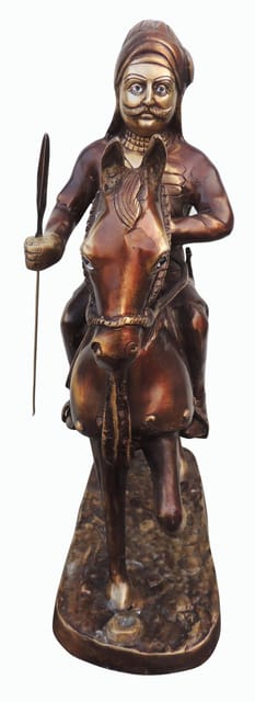 Brass Showpiece Maharana Pratap Statue With Antique Finish - 17.2*7*21.2 inch (BS925 A)