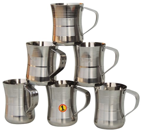 6 Pieces Pure Steel Cup Set - 3*2.5*3 Inch (S076 A)