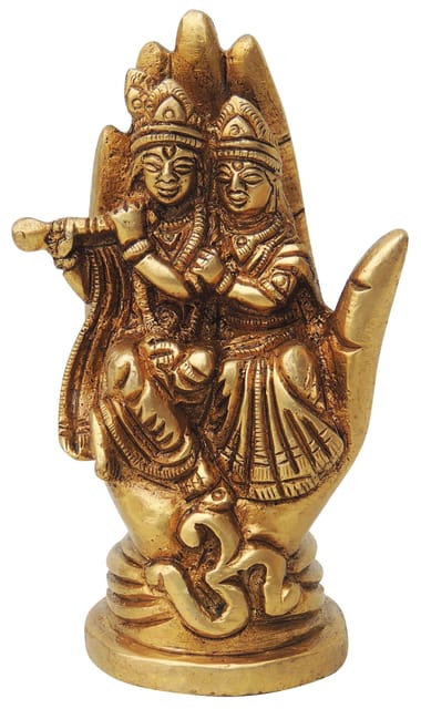 Brass Showpiece Radha Krishna Statue On Hand - 2.5*1.5*4 Inch (BS1314 C)