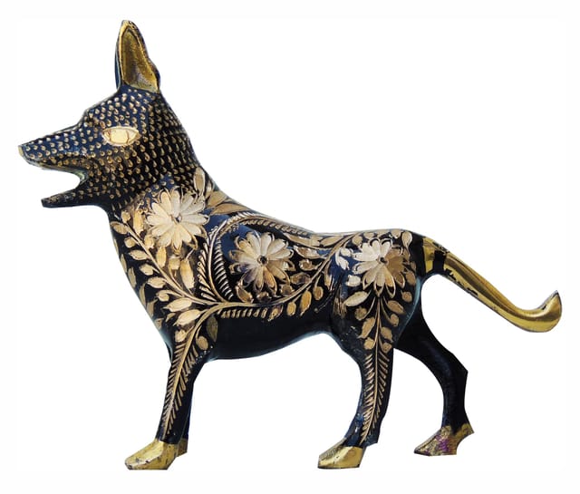 Brass Showpiece Dog Statue - 7*1.5*5 inch (AN051 B)