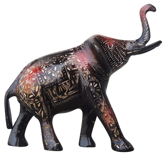 Brass Showpiece Standing Elephant Statue - 8.3*2.5*6.4 inch (AN065 A)