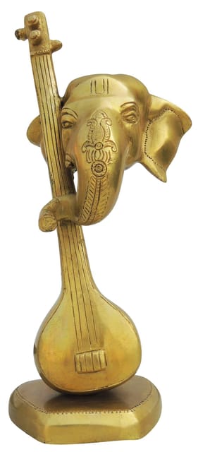 Brass Showpiece Guitar With Ganesh Statue - 11*7.5*8.5 Inch (BS1116 B)