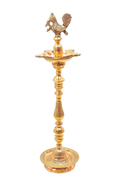 Brass Table Decor Mahabharat Oil Lamp Deepak - 9.5*9.5*36 Inch (F686 H)