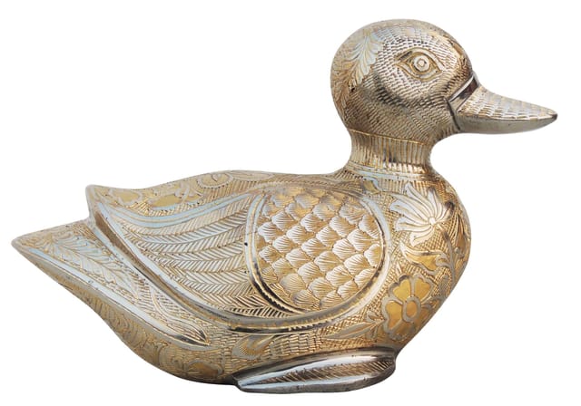 Brass Showpiece Sitting Duck Statue - 11*4.5*7 Inch (AN153)