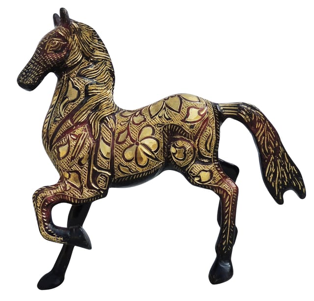 Brass Showpiece Running Horse Statue - 9*3*8.5 Inch (AN063 D)
