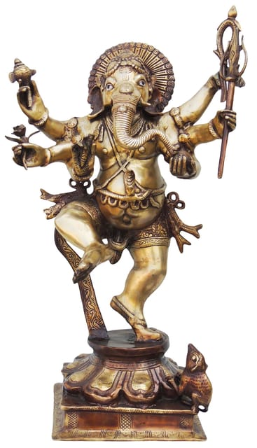 Brass Showpiece Ganesh Ji Statue - 15*10*27 Inch (BS724 B)