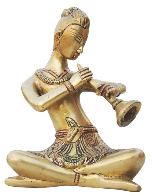 Brass Showpiece Man With Muscial Instrument - 4.5*2*6 Inch (BS1284 A)