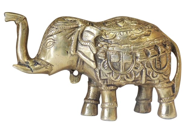 Brass Showpiece Elephant Statue - 5.5*2*3.2 Inch (AN243 E)
