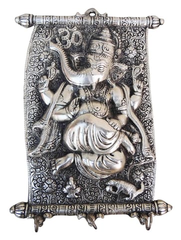 Aluminium Showpiece Ganeshji Key Holder Statue - 7.7*1.5*10.8 Inch (AS155 S)