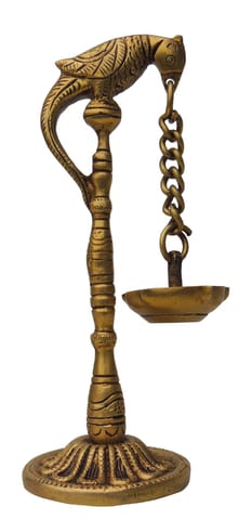 Brass Table D?cor Oil Lamp, Deepak - 2.5*2.5*7.2 Inch (BS1312 C)