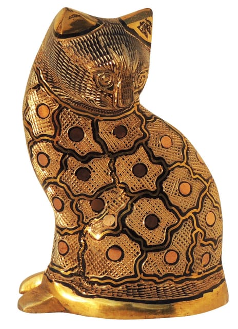 Brass Table Decor Showpiece Cat Statue - 4.5*2.5*6* Inch (AN046 B)