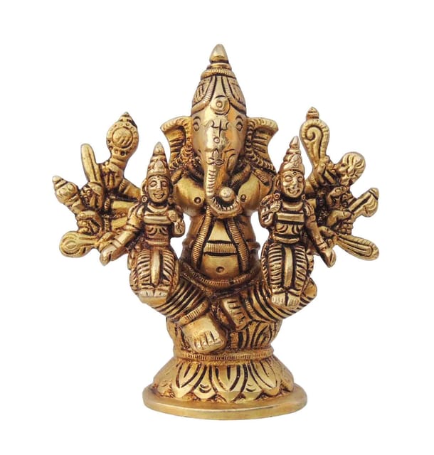 Brass Showpiece Ganesh Parivar God Idol Statue - 4*2*4.2 Inch (BS1399 C)