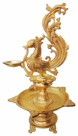 Brass Showpiece Cock, Murga Deepak God Idol Statue - 9.5*9.5*17 Inch (BS628)