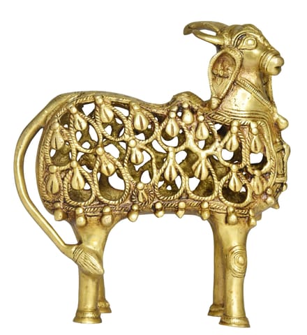 Brass Showpiece Cow & Caf Statue - 4.5*2.5*8 Inch (BS1513 A)