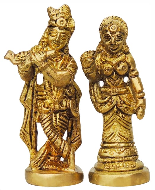 Brass Showpiece Radha Krishna God Idol Statue - 2*1*3 Inch (BS009)
