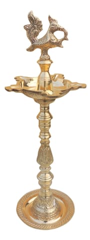 Brass Table Decor Mahabharat Oil Lamp, Deepak - 5.5*5.5*19 Inch (F686 B)