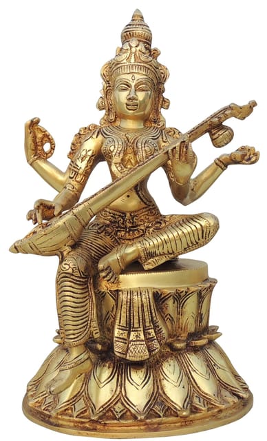 Brass Showpiece Saraswati Ji God Idol Statue  - 8.5*7*14 inch (BS1536 F )