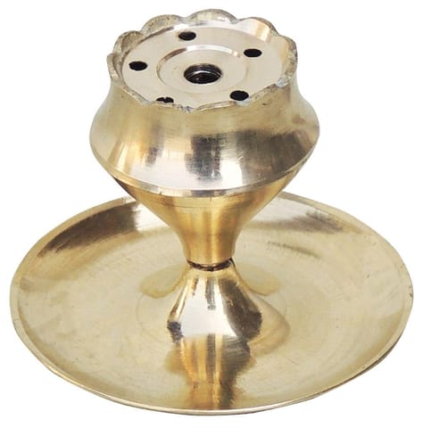 Brass God Temple Agardan, Agarbatti Stand Plate  - 2.3*2.3*1.7 inch (F637 A)