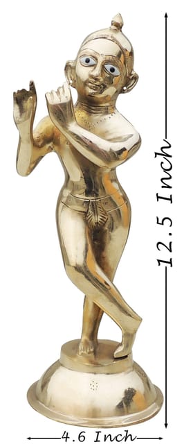 Brass Showpiece Krishna Thakur Ji Jugal Jodi Statue - 4.6*4.6*12.5 Inch (BS1584 K)